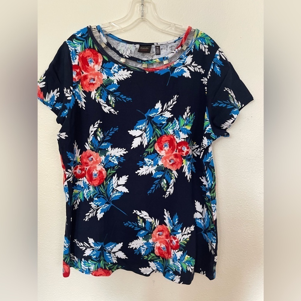 Rafaella navy floral shirt